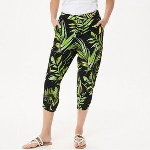 Susan Graver Liquid Knot Tropical Leaf Print Women's Crop Pants Size 18/20 (XL)